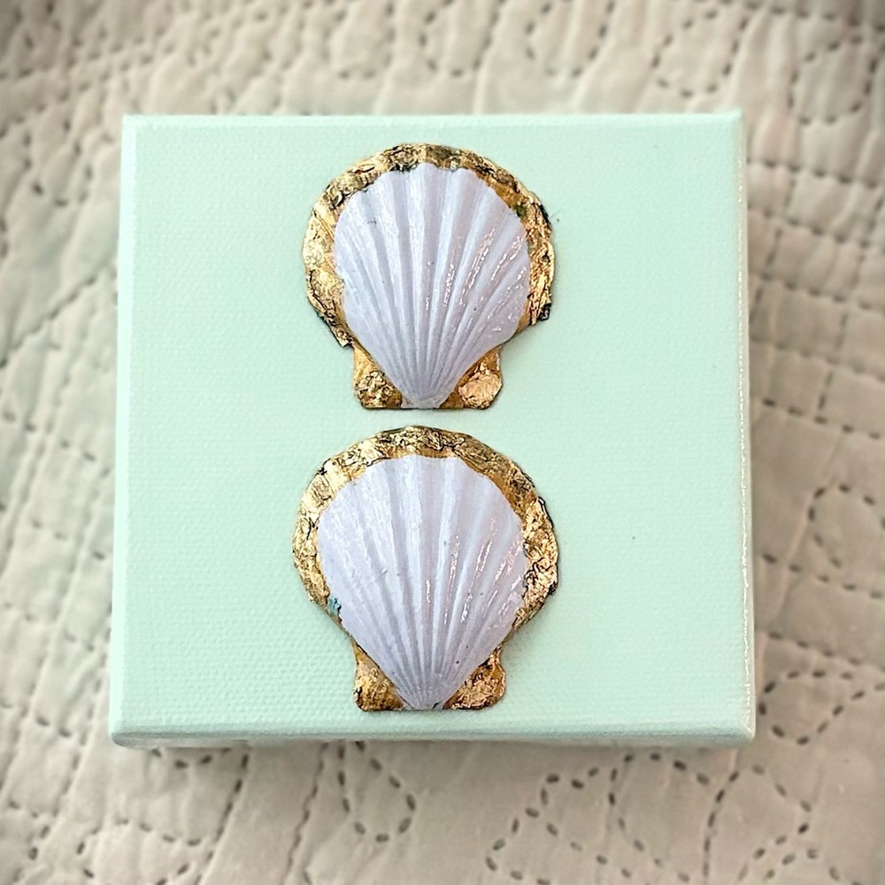 Gold and White Seashell Wall Art